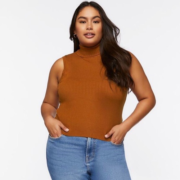Forever 21 Plus Sweater Knit Turtleneck Top - Chocolate - 0X - Picture 4 of 5